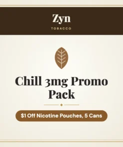 Zyn Chill 3mg Promo Pack – $1 Off Nicotine Pouches, 5 Cans