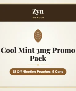 Zyn Cool Mint 3mg Promo Pack – $1 Off Nicotine Pouches, 5 Cans