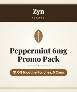 Zyn Peppermint 6mg Promo Pack – $1 Off Nicotine Pouches, 5 Cans