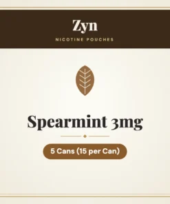 Zyn Spearmint 3mg Nicotine Pouches – 5 Cans (15 per Can)