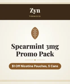Zyn Spearmint 3mg Promo Pack – $1 Off Nicotine Pouches, 5 Cans