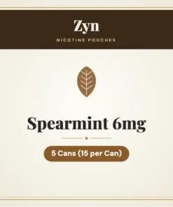 Zyn Spearmint 6mg Nicotine Pouches – 5 Cans (15 per Can)