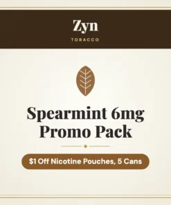 Zyn Spearmint 6mg Promo Pack – $1 Off Nicotine Pouches, 5 Cans