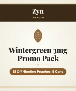 Zyn Wintergreen 3mg Promo Pack – $1 Off Nicotine Pouches, 5 Cans