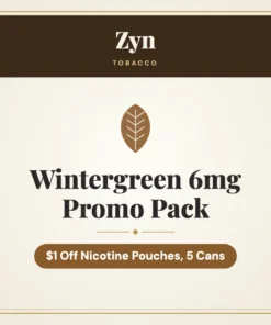 Zyn Wintergreen 6mg Promo Pack – $1 Off Nicotine Pouches, 5 Cans